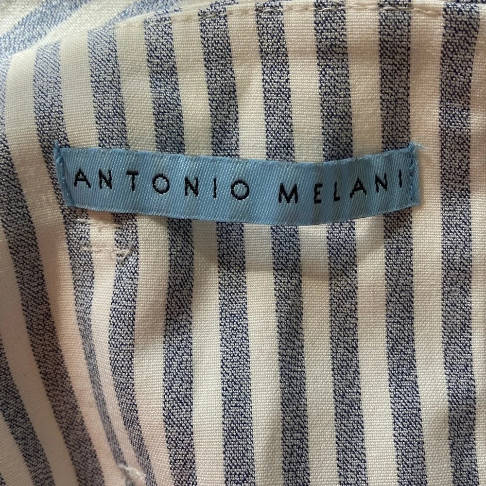 Antonio Melani High Waist Pencil Midi Blue & White Stripe Skirt (6) - Picture 9 of 10